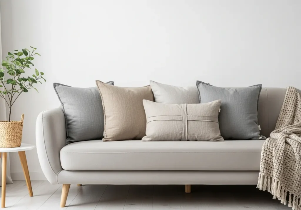 หมอนอิงทำมือจากผ้าลินิน